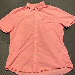 Mens Tommy Hilfiger Short Sleeve Button Down Shirt Sz Med Cotton
